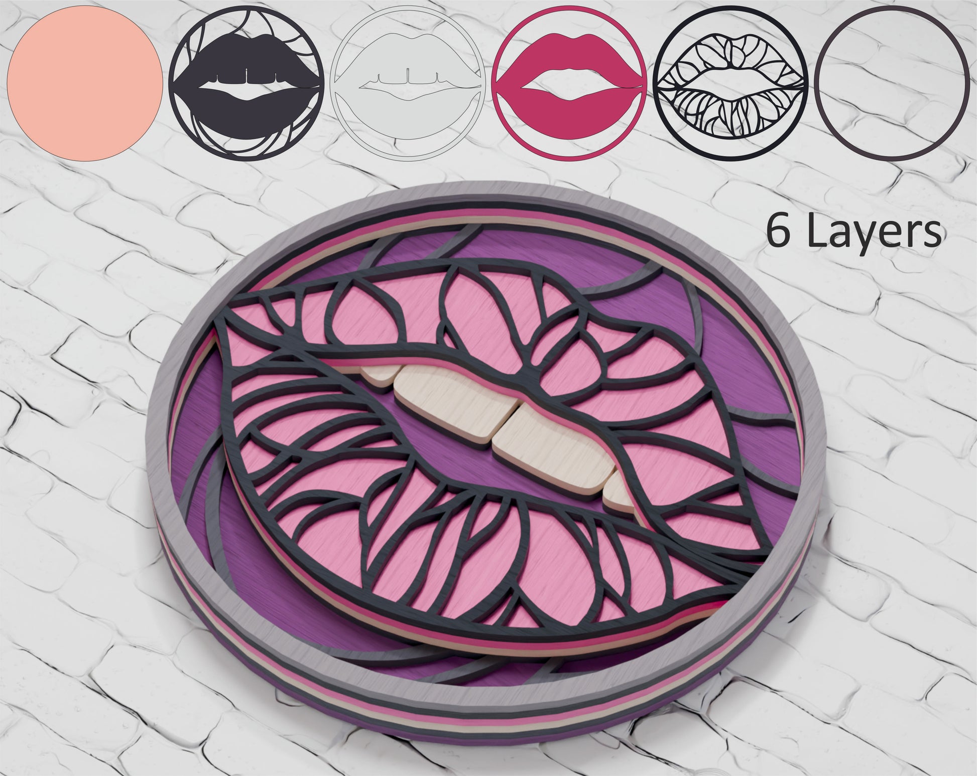 Multilayer-Woman-Lips-Shadow-Box-File