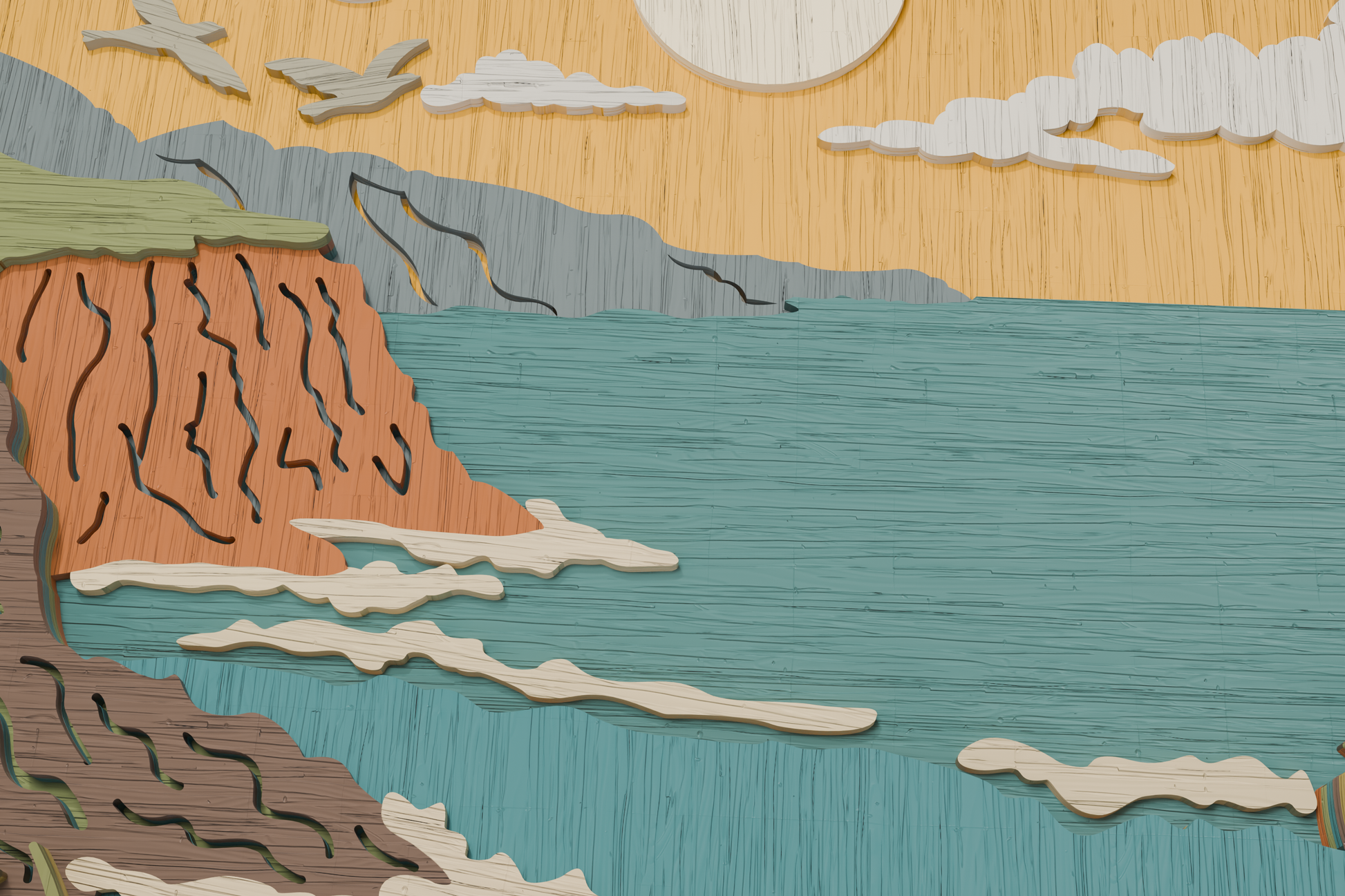 Multilayer-Wood-Art-Ocean-Seascape-Pattern