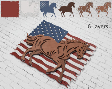 Multilayer American flag horse shadow box digital file

