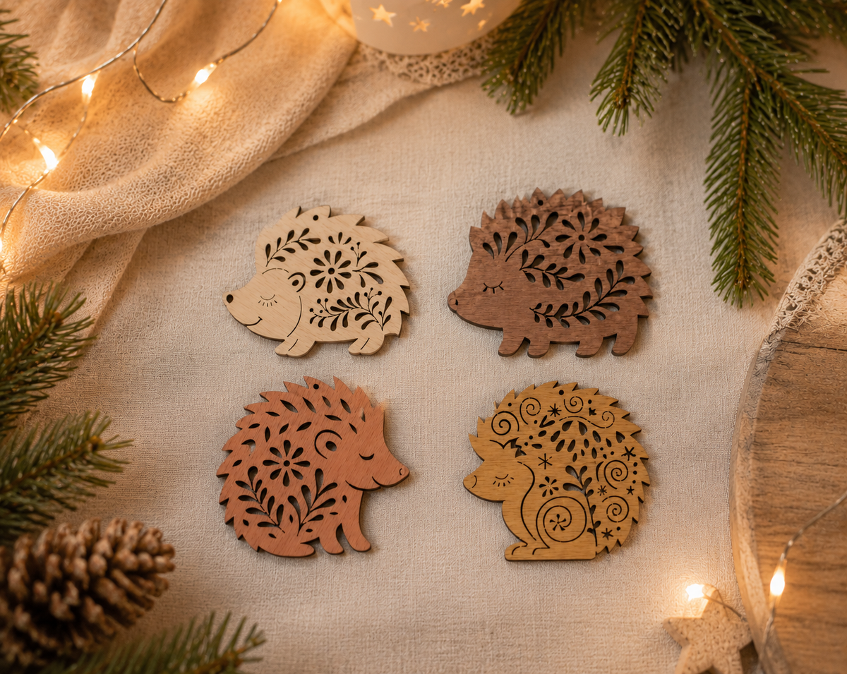 Multilayer Christmas Hedgehog SVG Shadow Box for laser cutting
