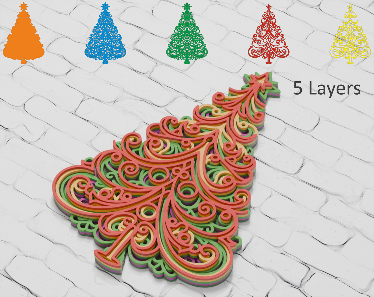 Multilayer Christmas Tree SVG DXF for Cricut Glowforge