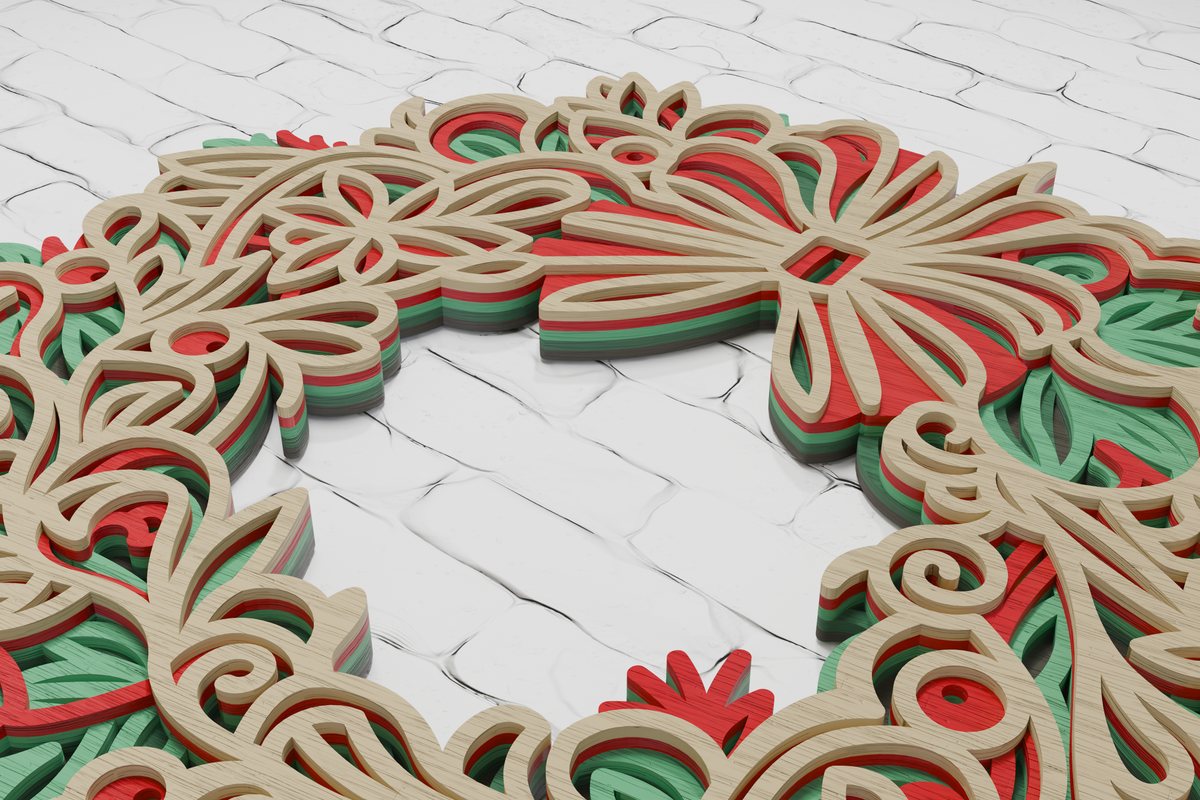 Multilayer Christmas Wreath Cricut Silhouette file