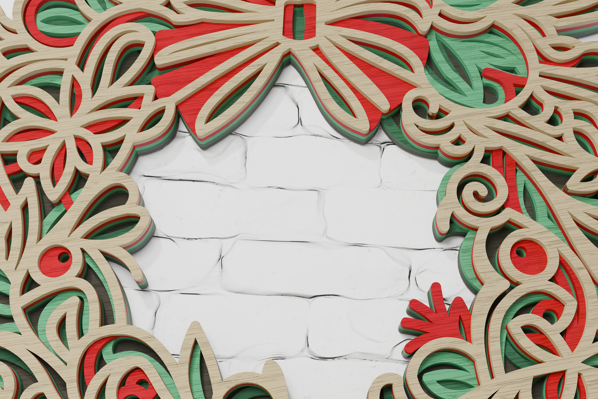 Multilayer Christmas Wreath DIY laser cut SVG
