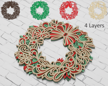 Multilayer Christmas Wreath SVG DXF for Cricut Glowforge