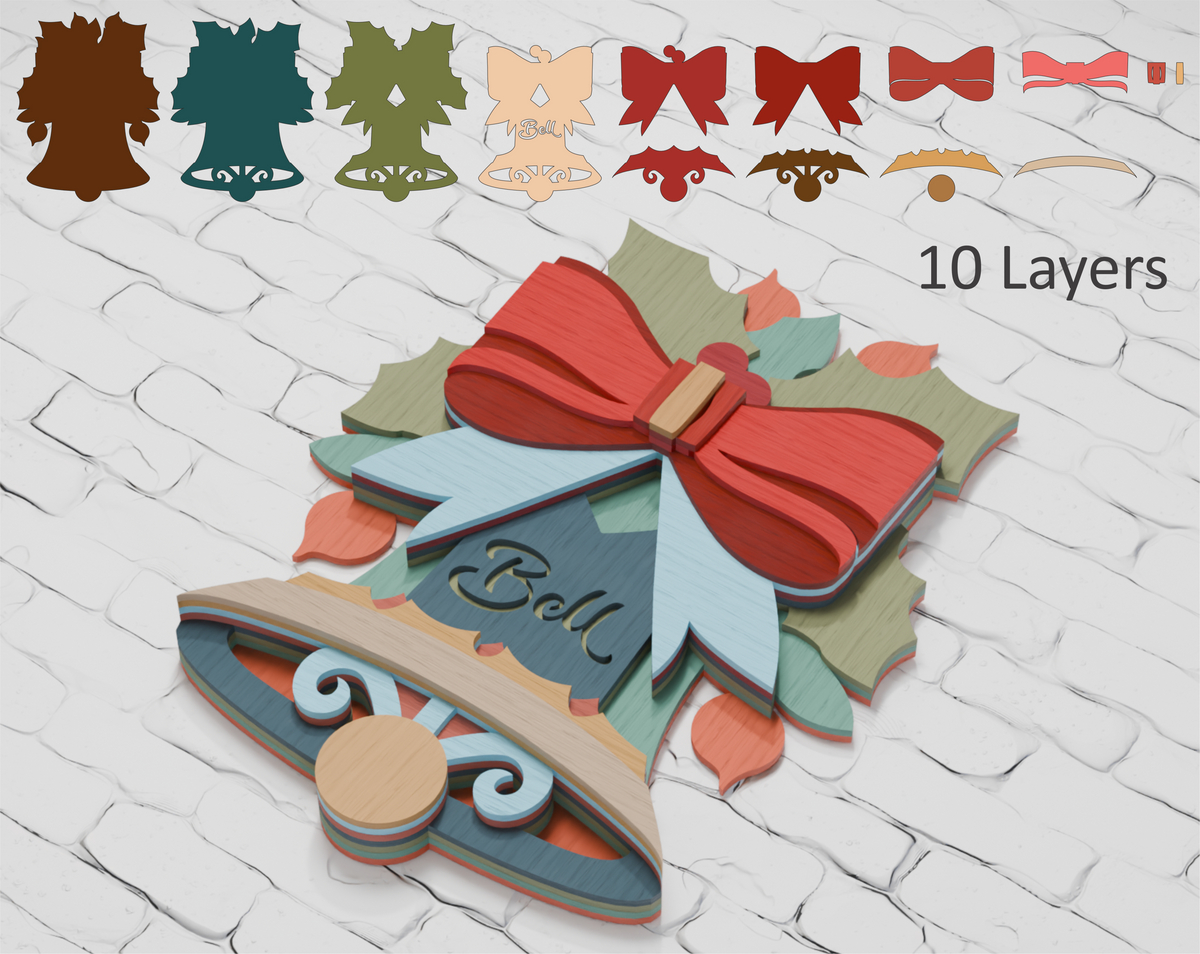 Multilayer Christmas bell laser cut file Cricut

