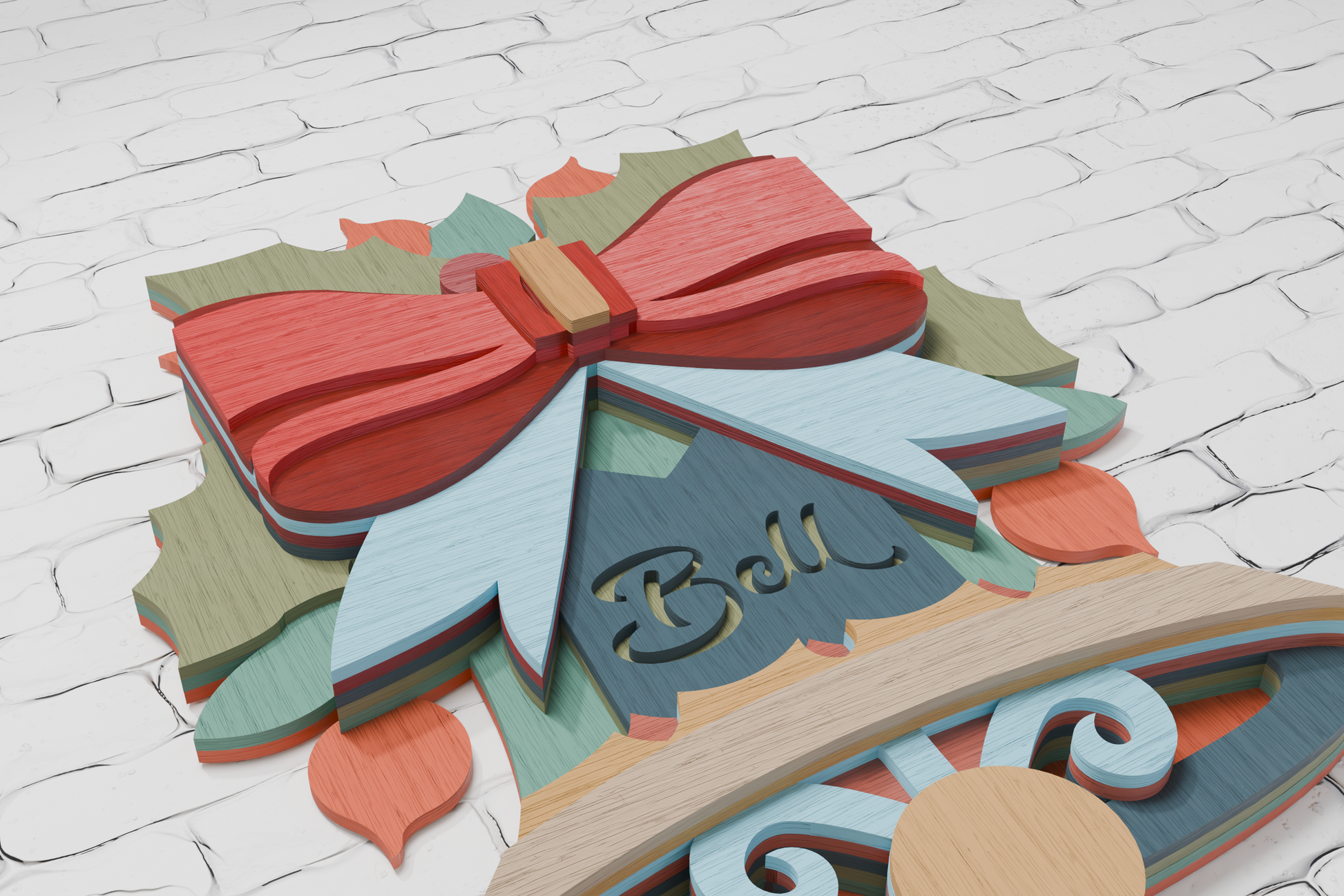 Multilayer Christmas bell laser engraving design

