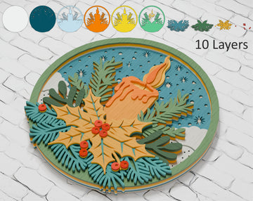 Multilayer Christmas candle laser cut file Cricut


