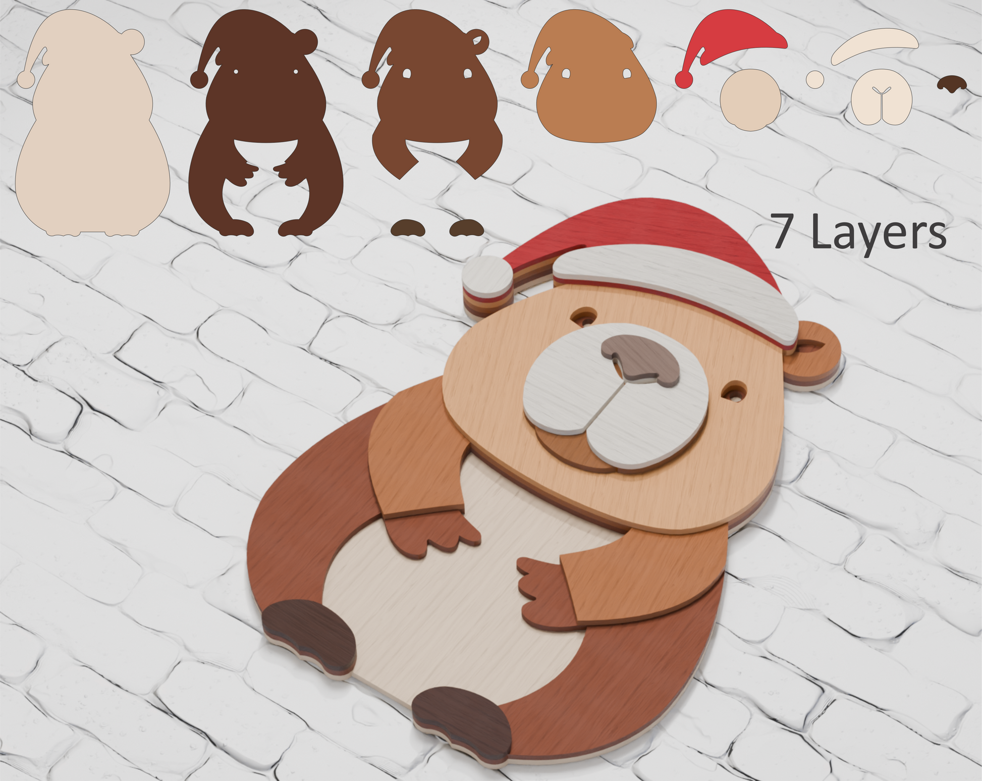 Multilayer Christmas capybara laser cut file Cricut

