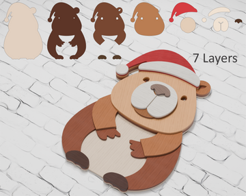 Multilayer Christmas capybara laser cut file Cricut

