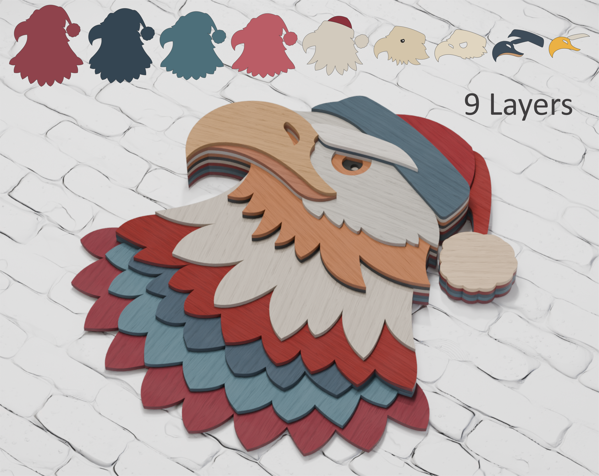 Multilayer Christmas eagle laser cut file Cricut

