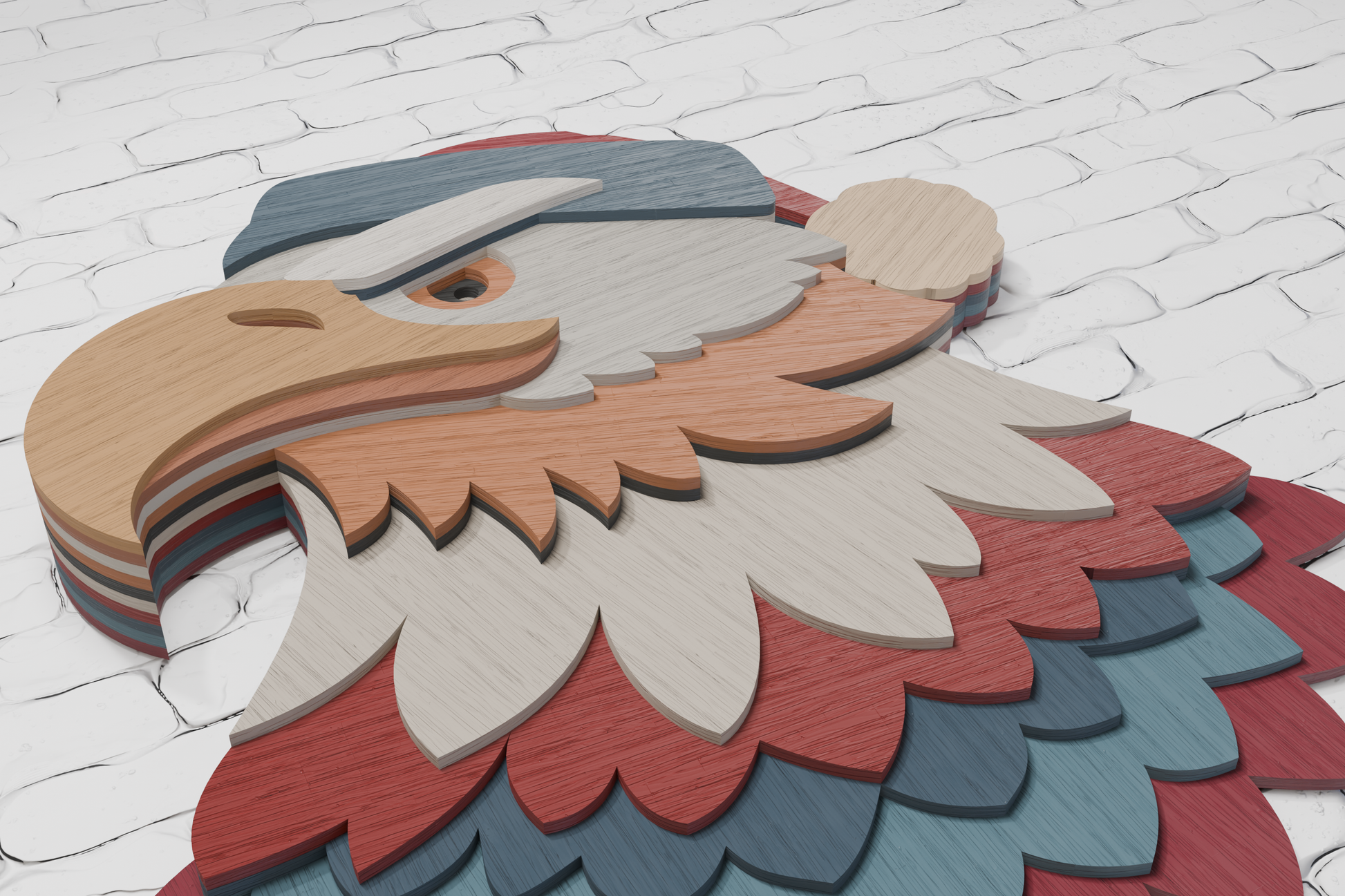 Multilayer Christmas eagle laser engraving design

