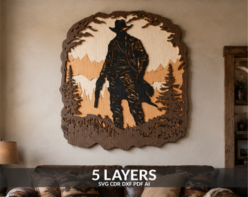 Multilayer Cowboy Laser Art
