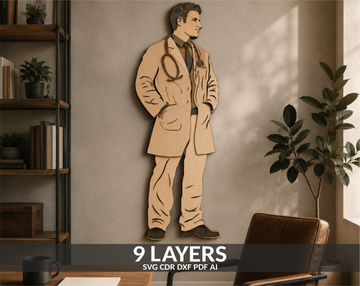 Multilayer Doctor SVG Shadow Box for laser cutting