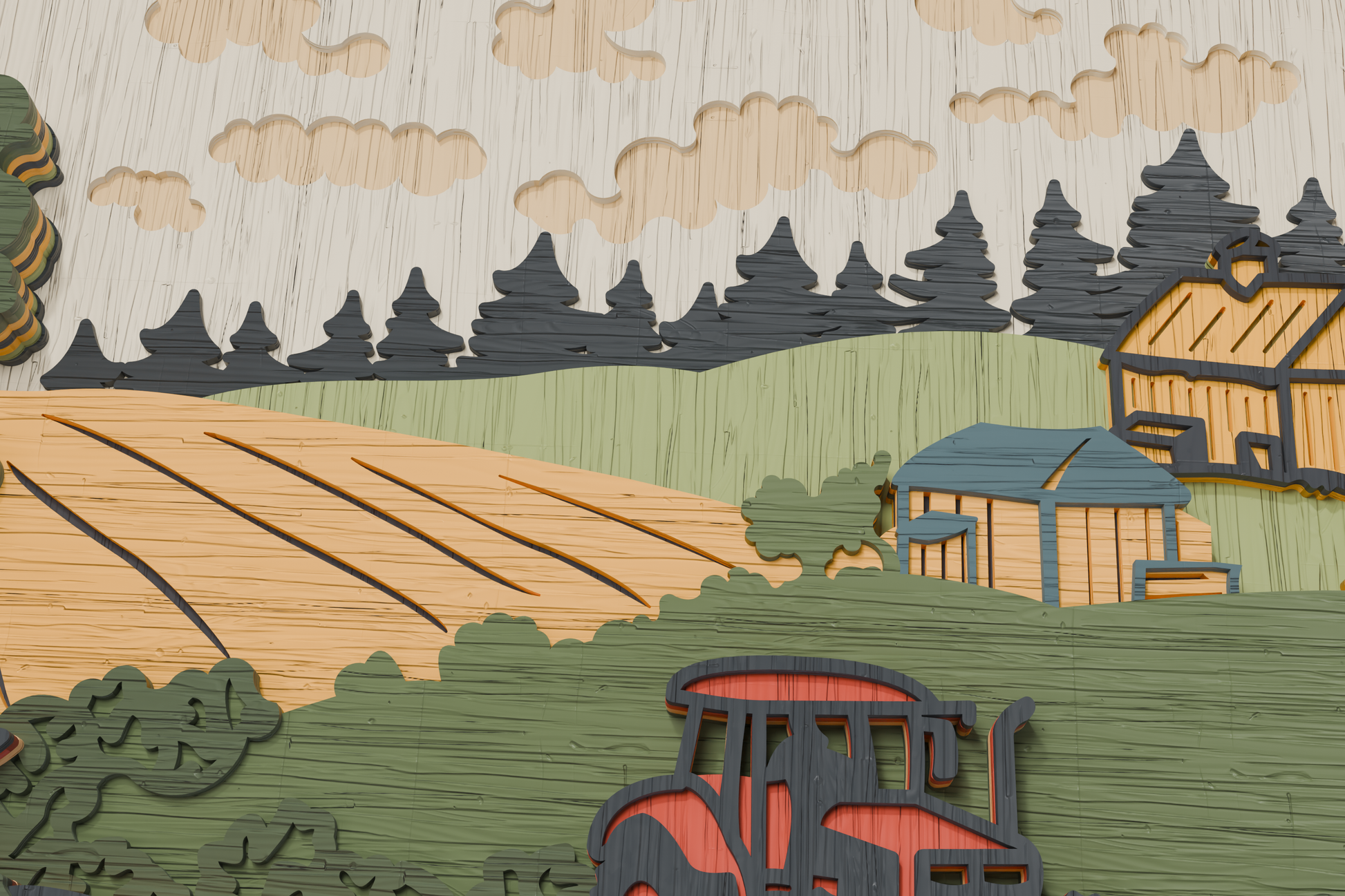 Multilayer Farm Tractor SVG laser cut file paper cardboard plywood