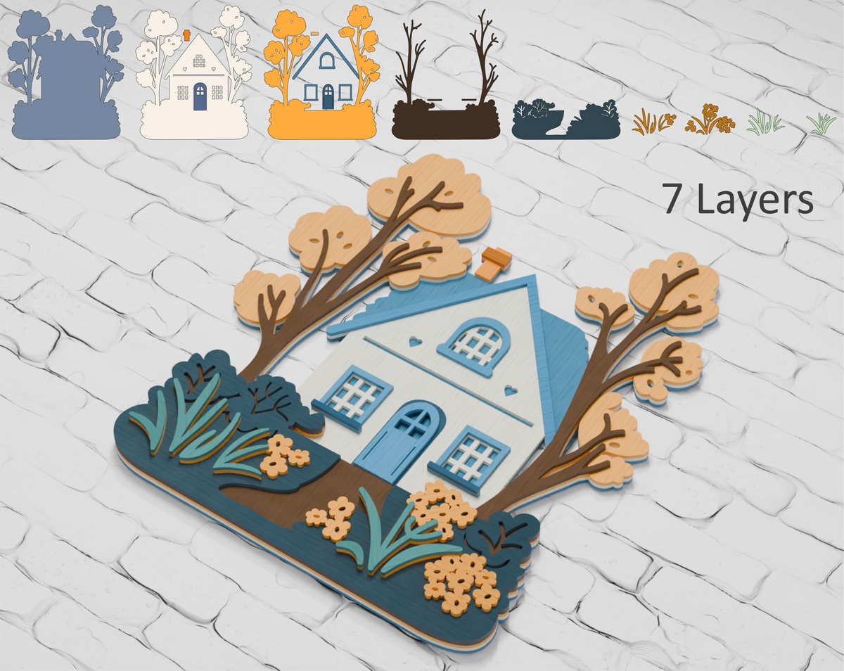 Multilayer Farmhouse SVG DXF for Cricut Glowforge