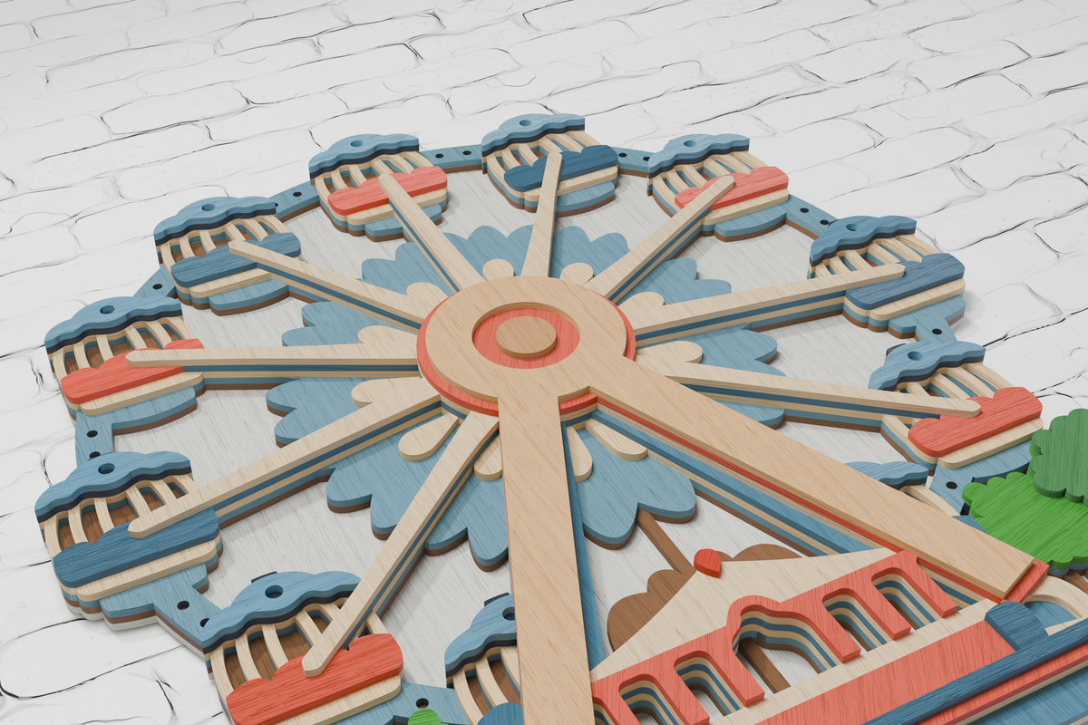 Multilayer Ferris wheel laser engraving design


