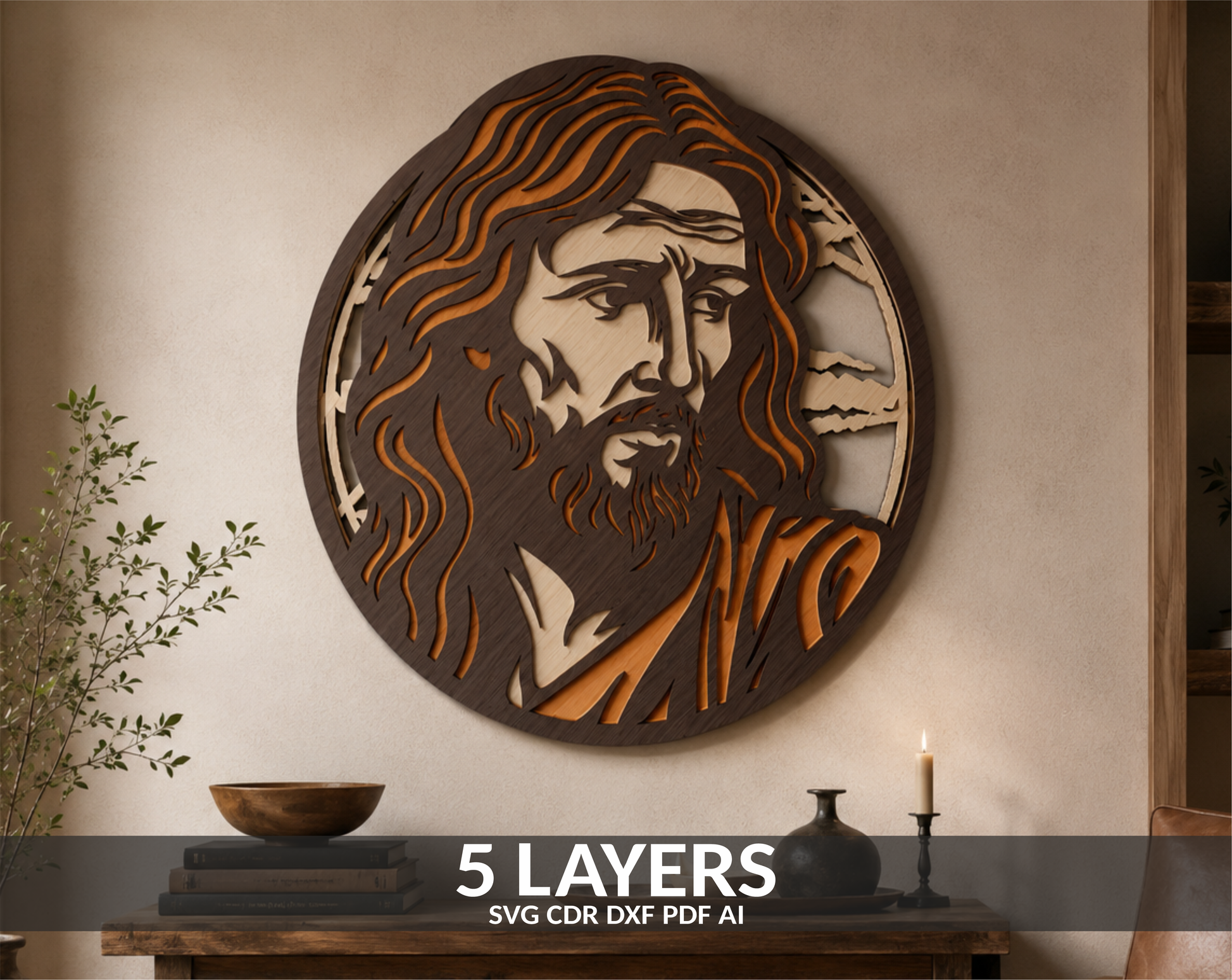 Multilayer Jesus laser cut file for Glowforge