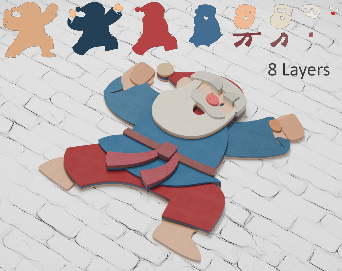 Multilayer Karate Santa laser cut file Cricut

