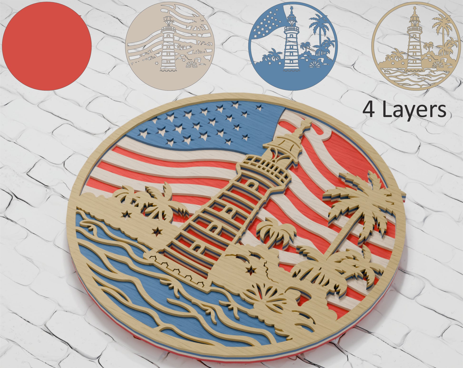 Multilayer Lighthouse Shadow Box laser cut file