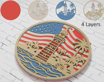 Multilayer Lighthouse Shadow Box laser cut file