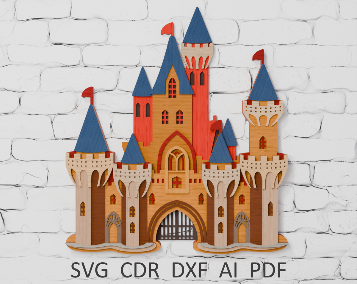 Multilayer Medieval Castle papercut SVG for xTool