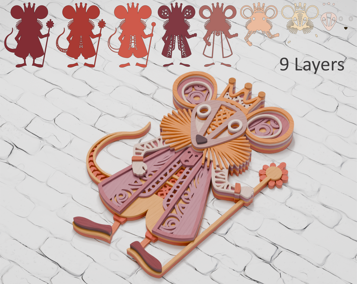 Multilayer Mouse King Nutcracker SVG DXF for Cricut Glowforge
