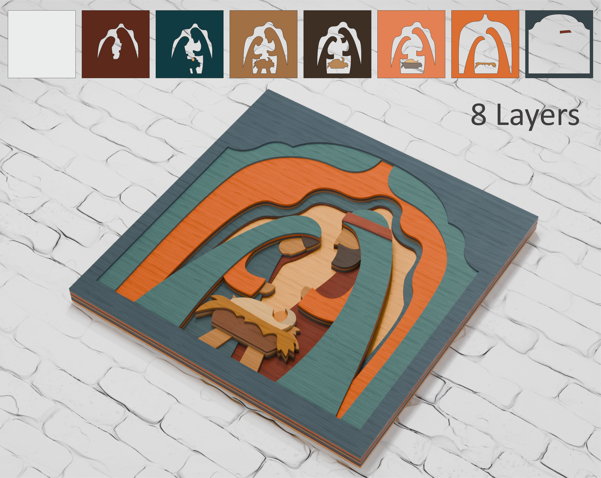 Multilayer Nativity scene laser cut file Cricut

