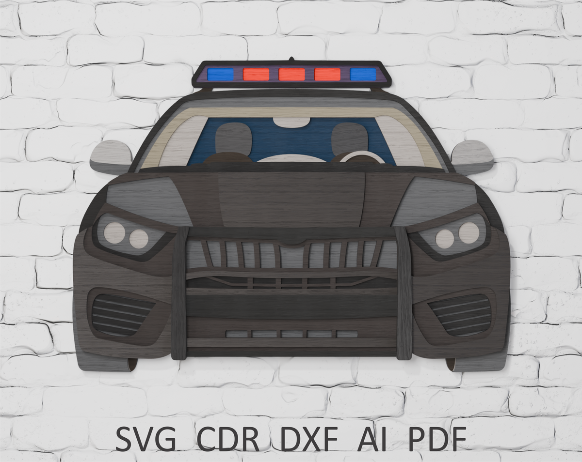 Multilayer Police Car shadow box SVG