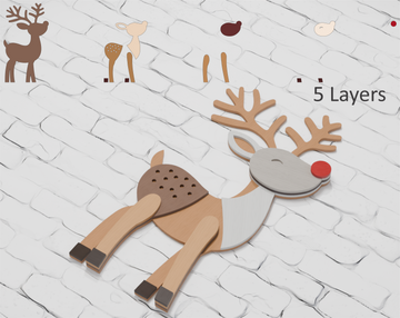 Multilayer Rudolph Reindeer SVG DXF for Cricut Glowforge