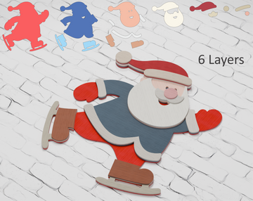 Multilayer Santa Skates SVG DXF for Cricut Glowforge