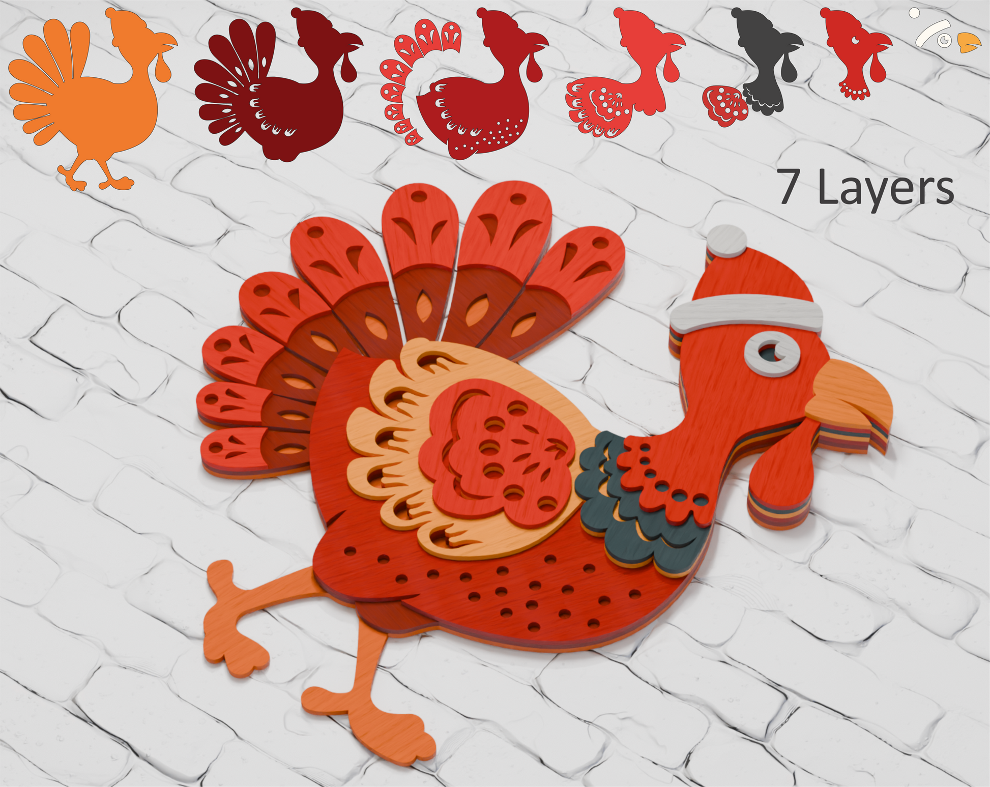 Multilayer Santa Turkey Christmas SVG DXF for Cricut Glowforge