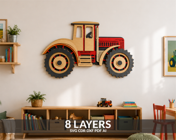 Multilayer Tractor SVG Shadow Box for laser cutting
