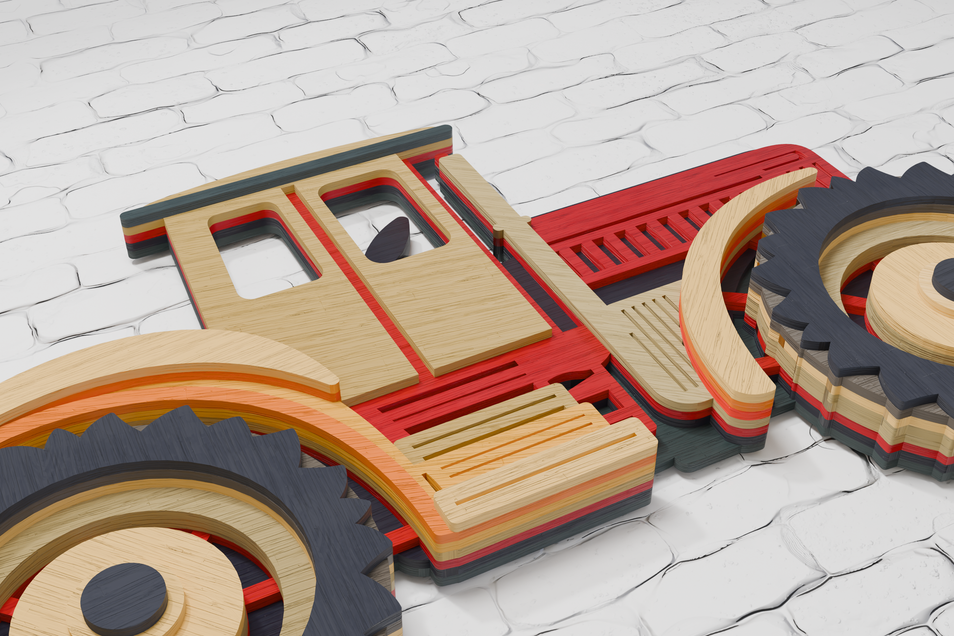 Multilayer Tractor SVG laser cut file paper cardboard plywood
