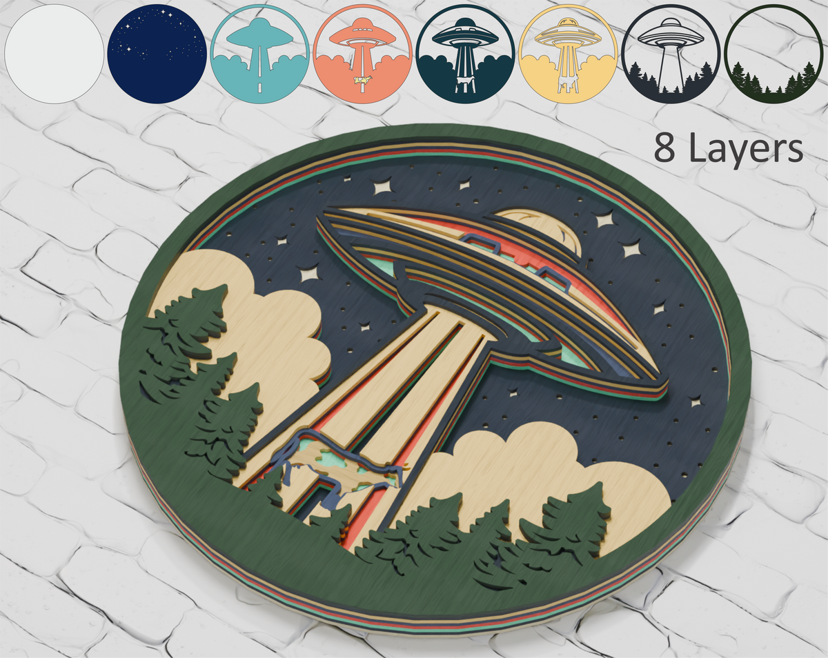Multilayer UFO laser cut file for Cricut

