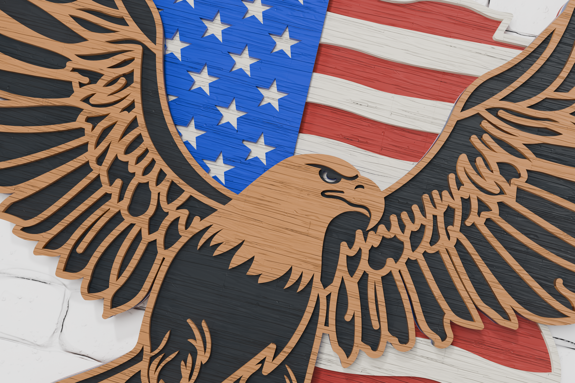 Multilayer US flag eagle laser cut design

