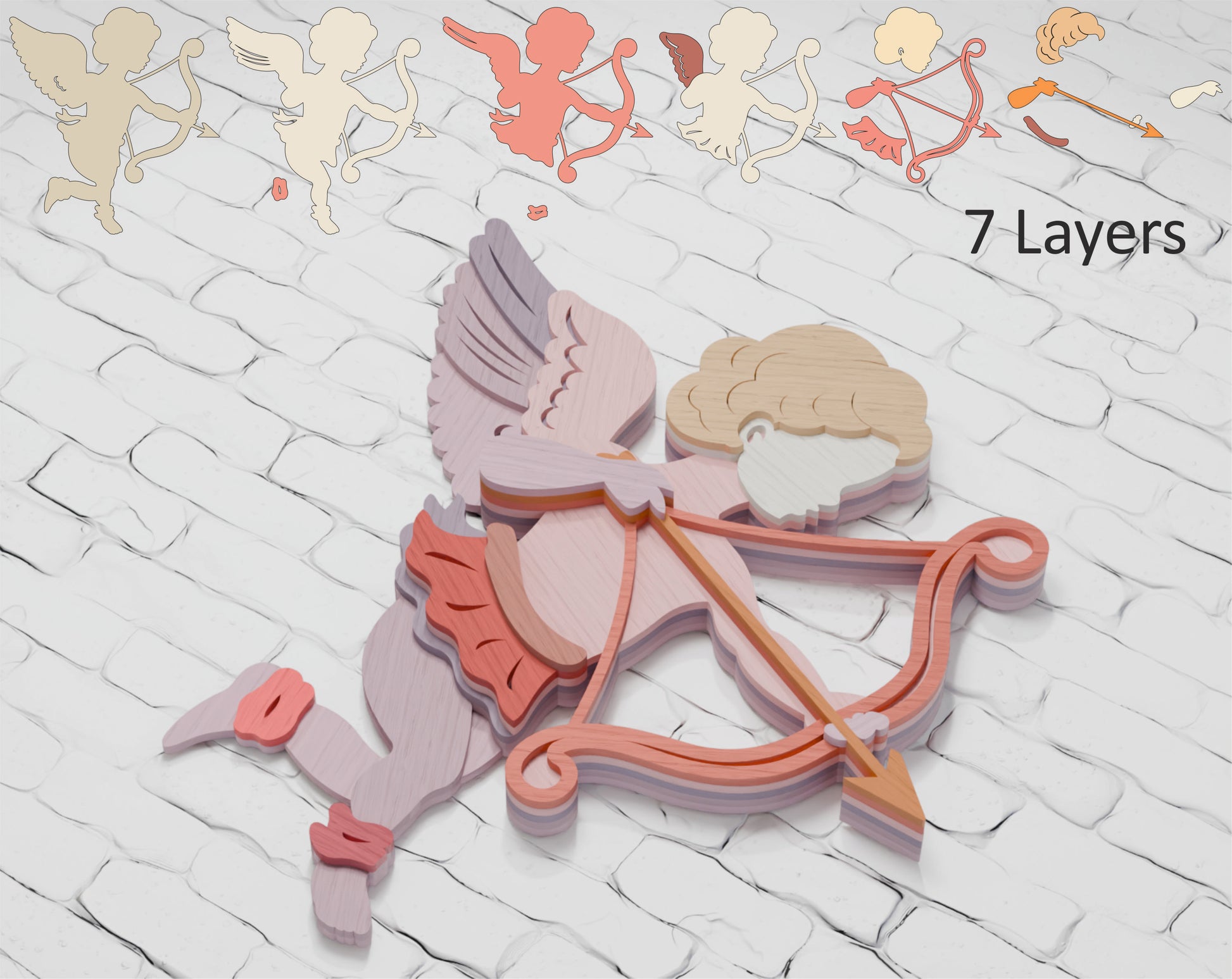 Multilayer Valentine Cupid laser cut file Cricut

