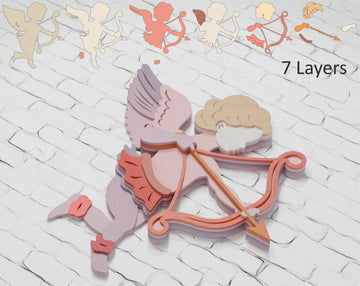 Multilayer Valentine Cupid laser cut file Cricut

