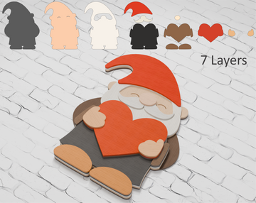 Multilayer Valentine gnome laser cut file Cricut

