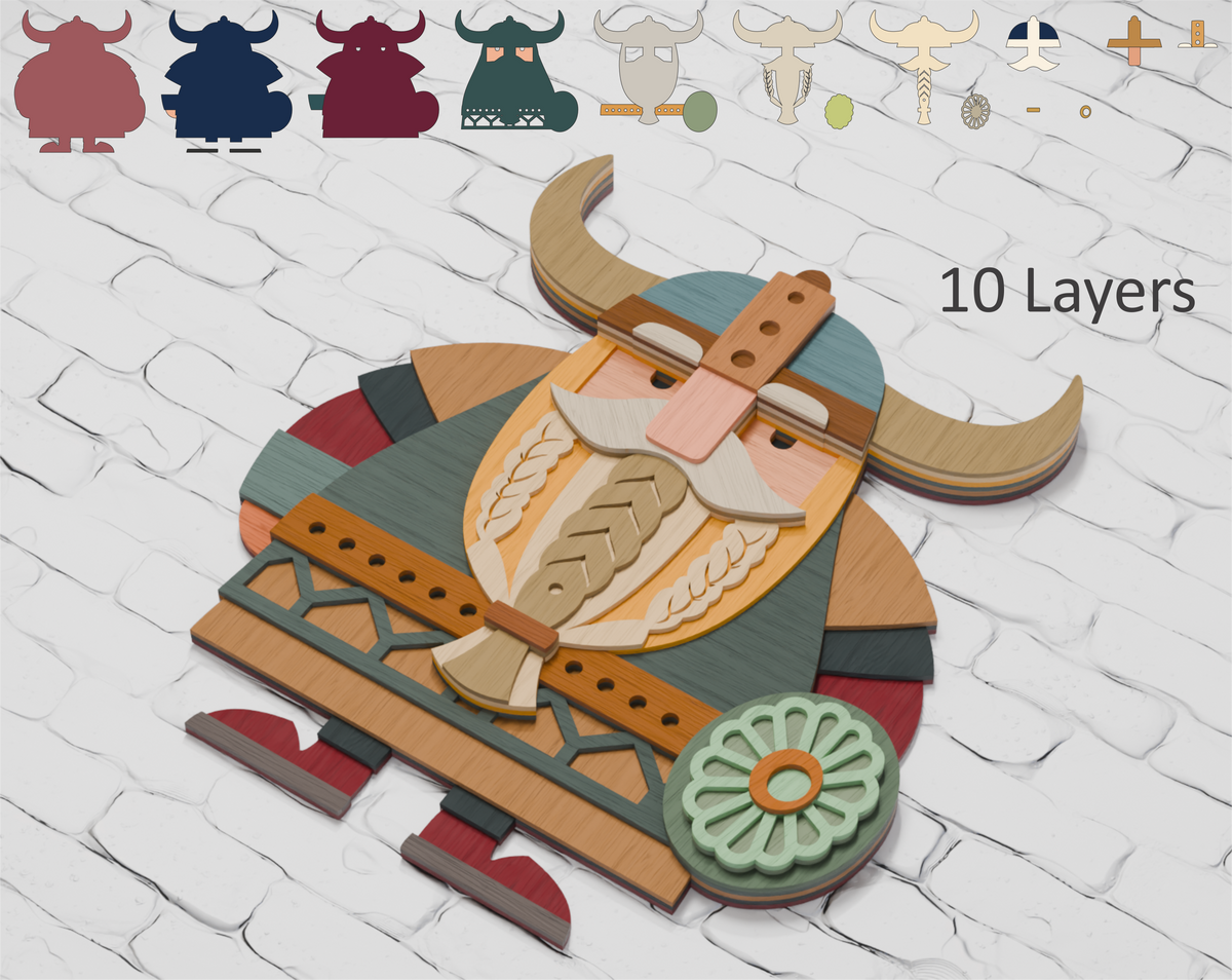 Multilayer Viking laser cut file for Cricut

