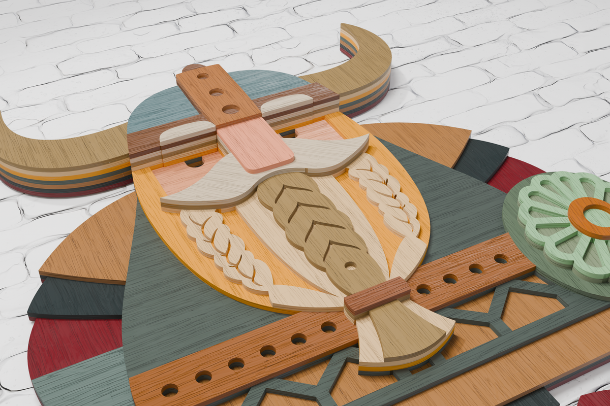 Multilayer Viking laser engraving design

