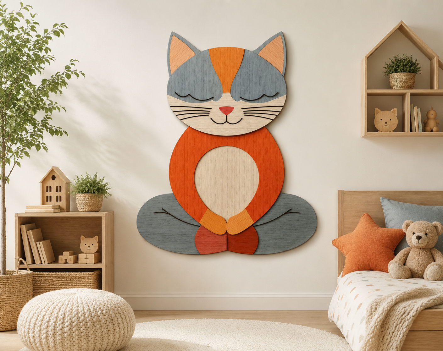 Multilayer Yoga Cat Laser Art
