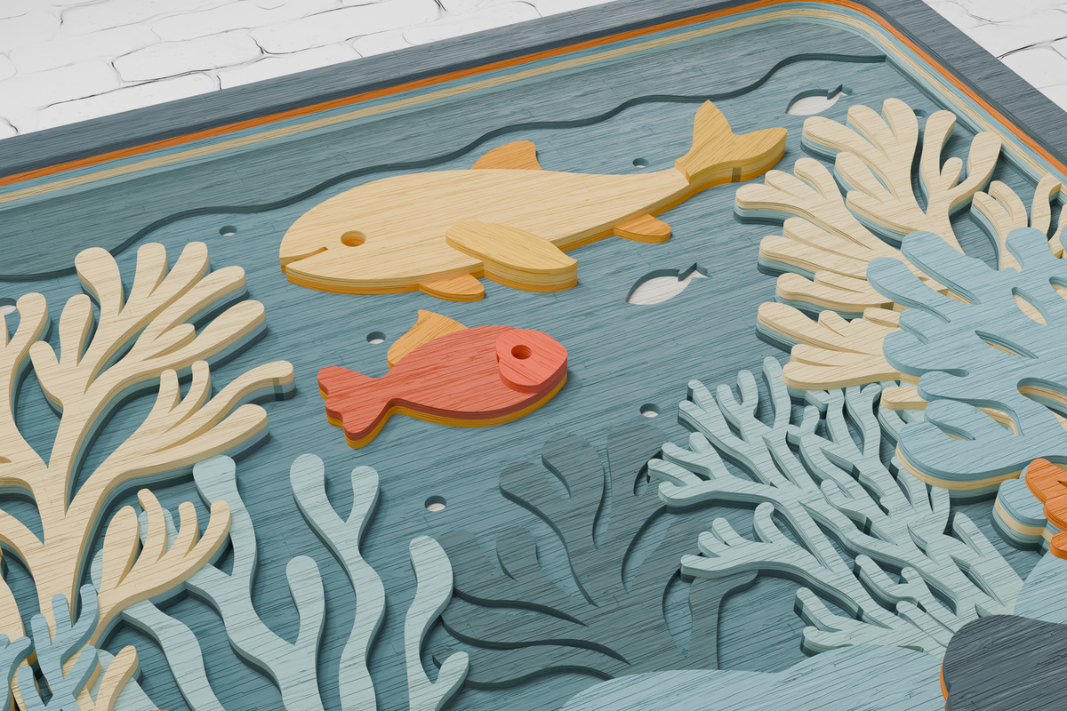 Multilayer aquarium laser engraving design

