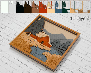 Multilayer barn river laser cut file Cricut

