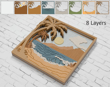 Multilayer beach mandala wood wall decor laser cut on Glowforge