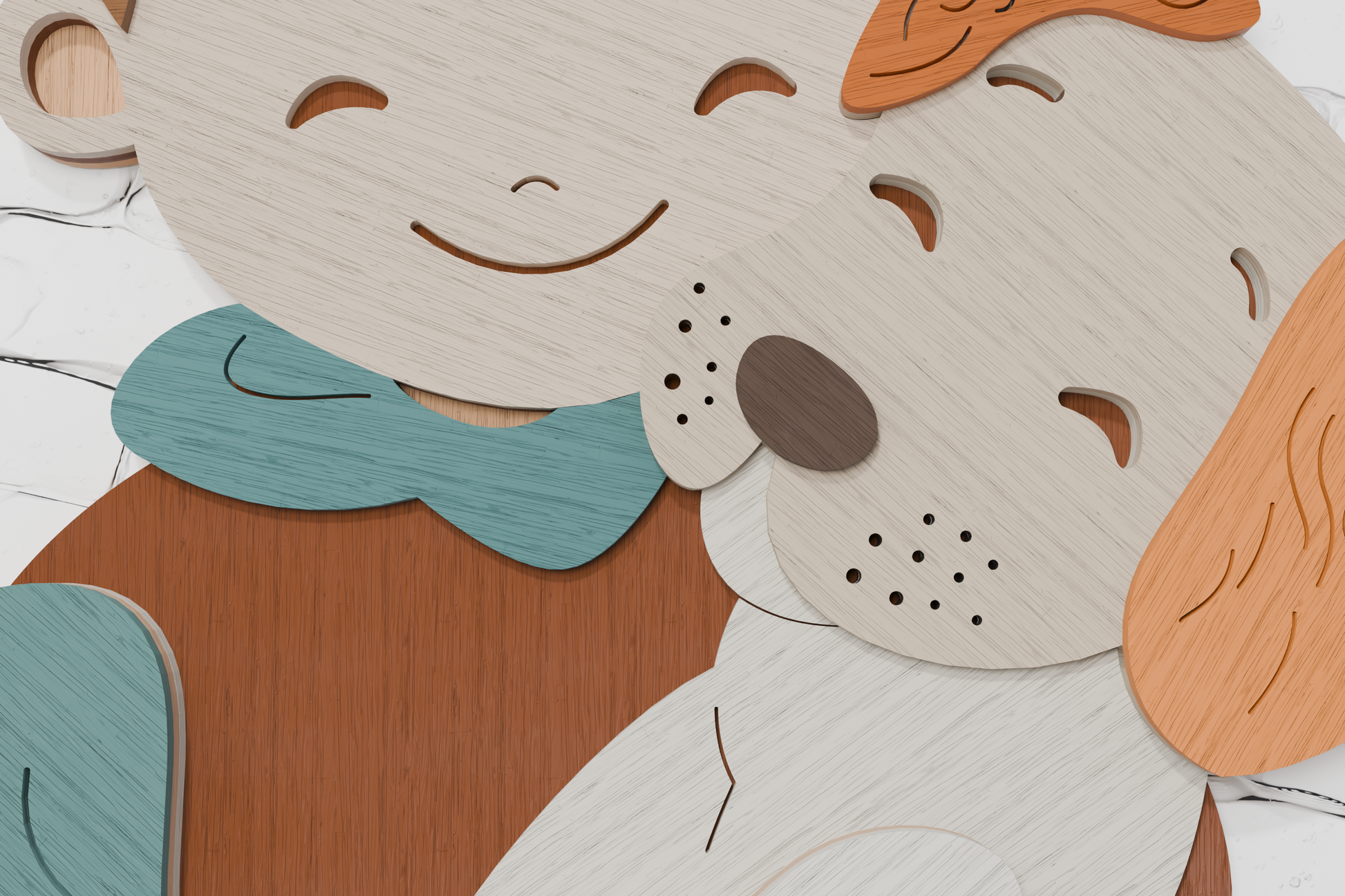 Multilayer boy and dog mandala for plywood laser

