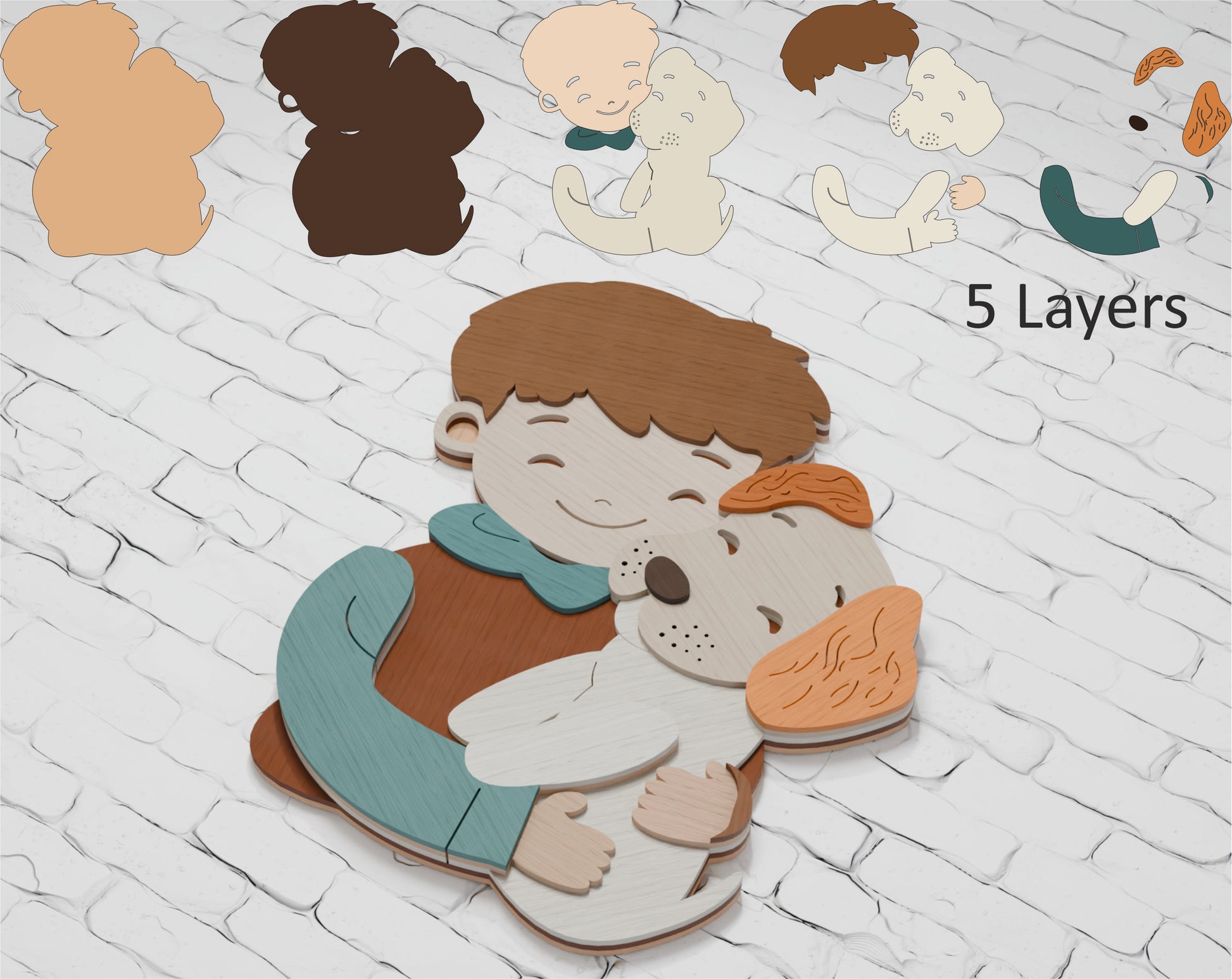 Multilayer boy and dog mandala shadow box file

