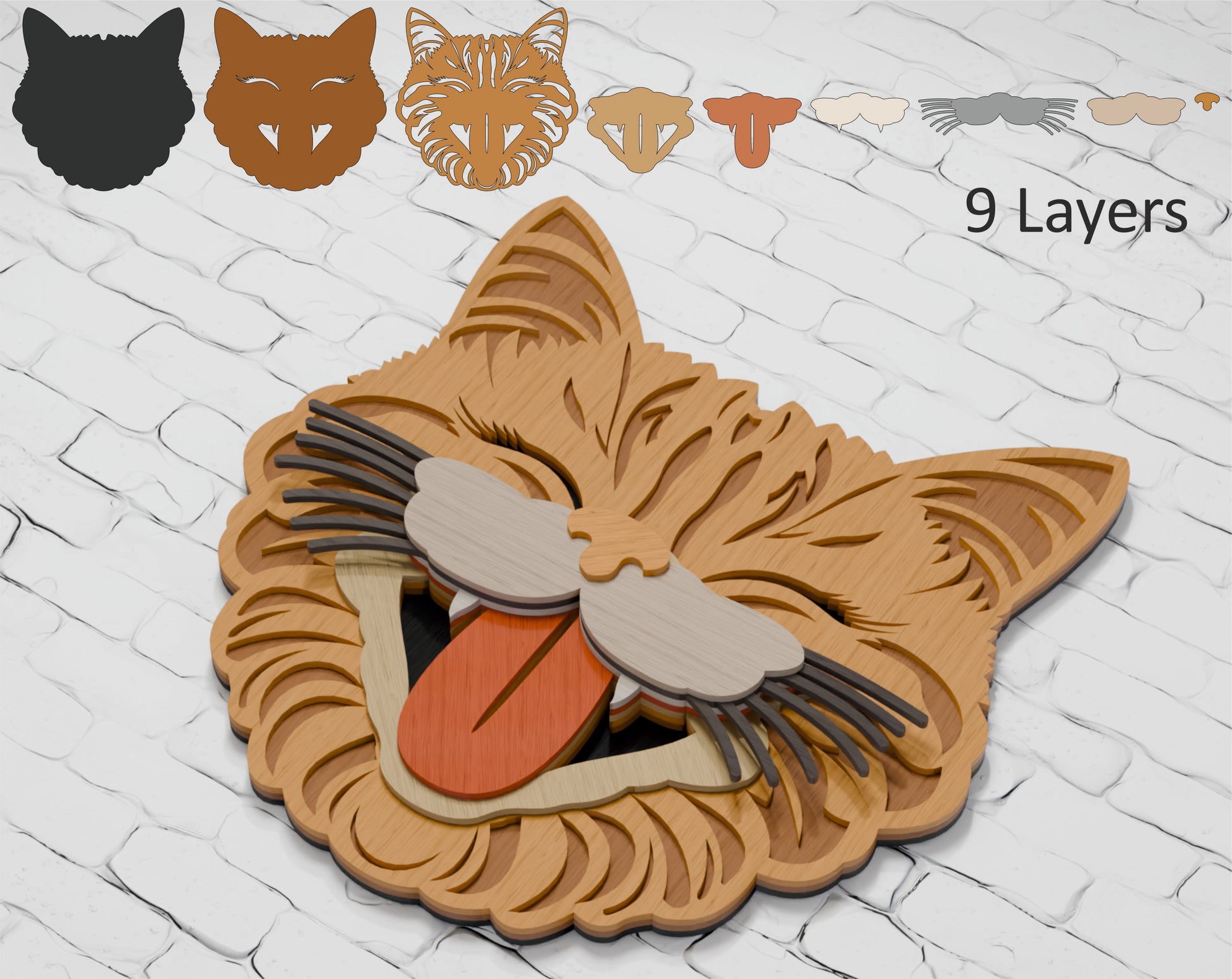 Multilayer cat laser cut file Cricut

