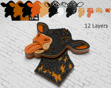 Multilayer cow SVG for Glowforge and Cricut

