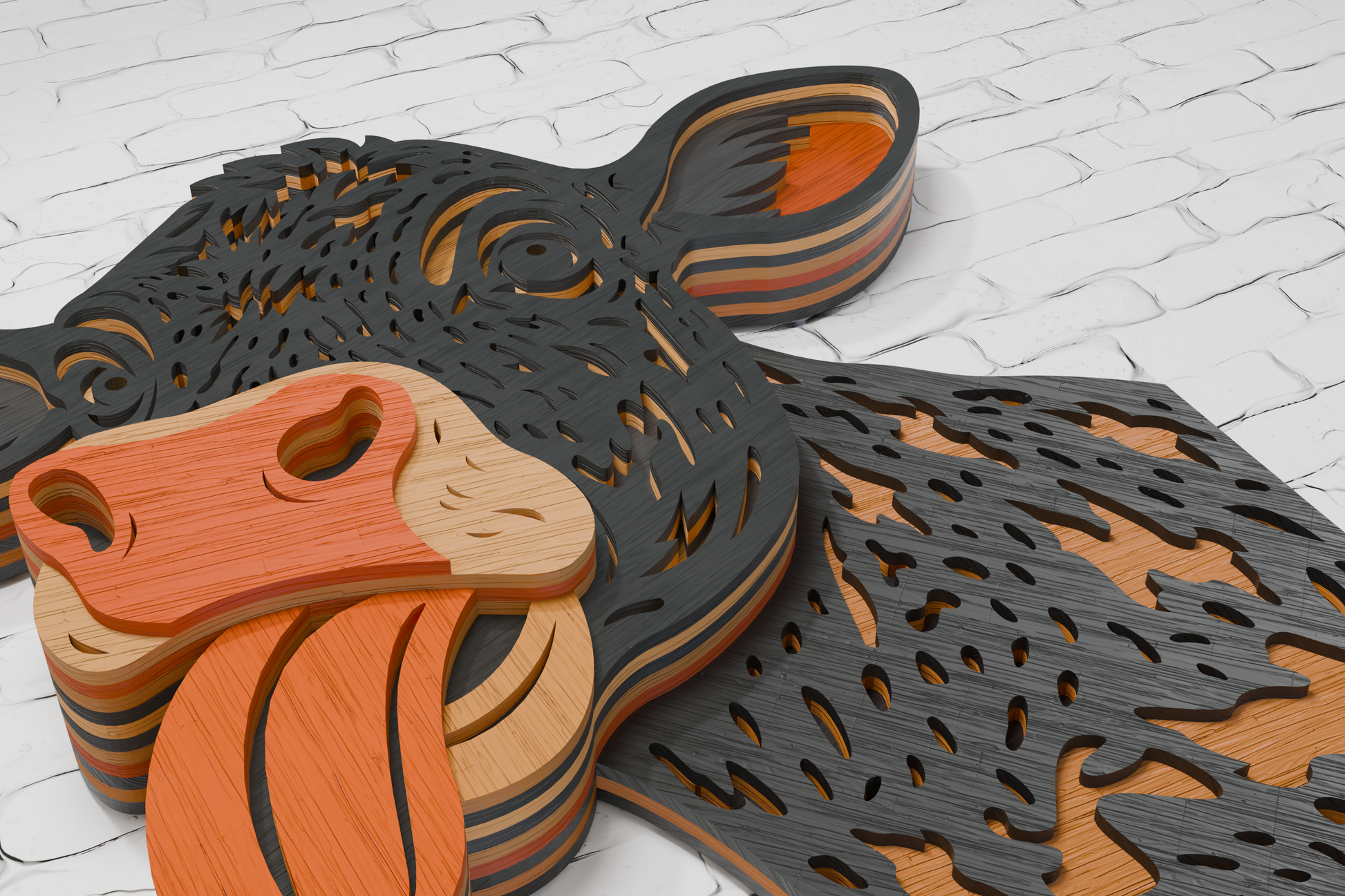 Multilayer cow cardboard cut file for Glowforge

