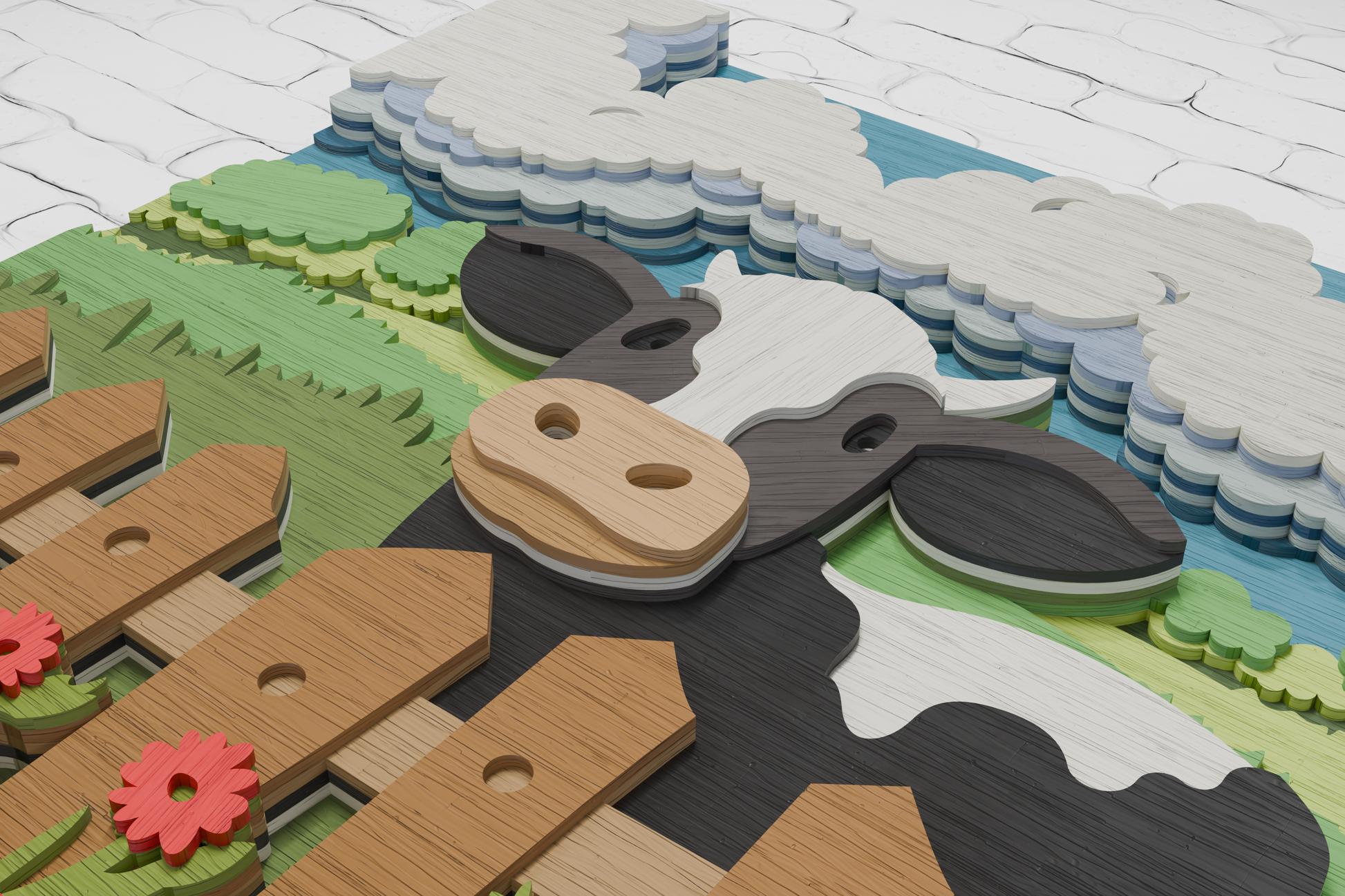 Multilayer cow farm SVG paper plywood cardboard craft